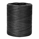 jijAcraft 200m Raffiabast Papierband Schwarz, Natur Papier Bänder, Bast Raffia Schwarz Papier Packschnur für Geschenkverpackung, Weben, Dekoration und Halloween