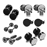 JOLCHIF 6 Pair Edelstahl Ohrstecker Schwarz Ohrringe Herren Damen Kpop Ohrringe Set Modeschmuck Geschenk