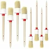 KAIYAYA 8 Stück Borstenpinsel Set Pinsel Rund 20mm/25mm/30mm/35mm, Naturholz Rundpinsel Set Professionelles Wachspinsel Lackpinsel, Lackierpinsel Ringpinsel für Wänden und Möbeln