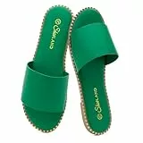 Shoe Land Carlena Damen-Sandalen, flache Sandalen, offene Zehen, Slides, lässige Wanderschuhe, Grün , 37.5 EU