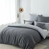 Nesture Bettwäsche 140x200 2teilig Anthrazit/Grau Bettwäsche Sets Microfaser Wendebettwäsche 140 x 200, weich & bügelfrei 1 Bettbezug + 1 Kissenbezug 80x80cm mit Reißverschluss