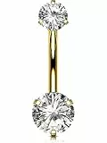 OUFER Body Piercing Bauchnabelpiercing Internally Titanium Nabelpiercing 10/12/14/16mm Belly Bars 14G Extra Long Navel Piercing Jewellery Gold Navel Bars Belly Piercing Jewellery