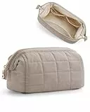 BAGSMART Make Up Tasche Schminktasche Klein Kosmetiktasche Damen, Reise Kulturbeutel, Reiseutensilien, Weit Zu öffnende Tasche Makeup Bag Kamel