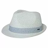 Comhats Herren Strohhut Trilby für Sommer, Sonnenschutz - Faltbarer Panama Hut, Fedora für Strand, Festival - Rollbar & Stilvoll Weiß-Blau XXL