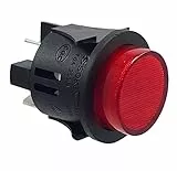 Druckschalter PS18-16 Einbau ø 25mm 250V 16A rot, beleuchtet push-EIN push-AUS, Flachstecker 6,3mm