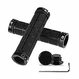 PLATT Fahrrad Lenkergriffe Anti-Rutsch Gummi Griffe Fahrradgriffe für MTB BMX Trekkingrad mit Kunststoff-Endkappen,Schwarz