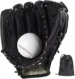 LeapBeast Rechte Hand Baseball Handschuhe, Softball Handschuhe mit 1 Ball, Erwachsenen Baseball Training Wettbewerb Handschuh Verdicken Dauerhaft Softballhandschuhe (Schwarz, 12.5)