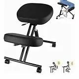 ARBGO Kniestuhl, Kniestuhl ergonomisch, Kniehocker Sitzhocker Bürohocker höhenverstellbar mit Rollen, Verbessern Sie Ihre Haltung mit einem abgewinkelten Sitz - Dicke Bequeme Kissen, Schwarz