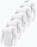 Boyzn 5er Pack Langarmshirts für Herren, Schnelltrocknend Funktionsshirt Herren Langarm Laufshirts, Atmungsaktiv Langarm Sport Shirt Gym Running Top Outdoor Fitness Oberteil für Männer White-5P02-L