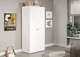 trendteam smart living Basics Kleiderschrank Weiß Garderobenschrank mit 2 Türen, 1 Hutablage und 1 Kleiderstange (BxHxT) 81 x 176 x 51 cm Moderner Stil