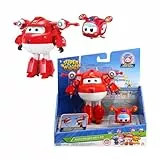 Super Wings Transforming Flugzeug Supercharged und Super Pet Jett, Spielzeug für Kinder ab 3 Jahren, verwandelbare mit Bewegungs- und Leuchtfunktion, Rot