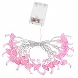 SOLUSTRE Flamingo Lichterkette 20 Leds Batteriebetrieben 3M Romantische Außenbeleuchtung Für Garten Terrasse Innenbereich Weihnachtsdeko Und Partybeleuchtung