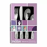 Frozen Die Eiskönigin Kinderbesteck Set 4-teilig - Edelstahl rostfrei mit Messer, Gabel, Suppenlöffel und Dessertlöffel - geprägtes Motiv mit Elsa, Anna und Olaf - spülmaschinengeeignet, kindgerecht