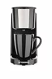 grossag Ein-Tassen-Automat in Schwarz | KA 8 / KA8.17 | entnehmbarer Permanenfilter | autom. Abschaltung | Betriebskontroll-Leuchte| inkl. Porzellantasse -150ml | Single Kaffeemaschine