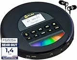 KLIM Nomad CD Player Bluetooth - Tragbarer CD-Player Discman mit langlebigem Akku - Inklusive Kopfhörer - CD-R, CD-RW, MP3 - Mit TF-Reader, Radio FM - Ideal für Autos - Portable Diskman