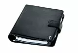 Chronoplan 50101 nachfüllbarer Terminplaner / Organizer / Terminkalender Mappe aus Premium Rindnappaleder (Format A5 (220 x 240 mm) mit Lasche, Ringbuch, ohne Kalendarium) schwarz