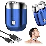 LOPHE Tragbarer Mini Rasierer Elektrischer, Elektrisch Kapsel Rasierer Unisex, Kabellos Rotationsrasierer mit 7000rpm, Leistungsstarker Mini Shaver für die Reiserasur, Blau