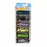 Hot Wheels Fast & Furious Spielzeugautos, Set aus 5 Die-Cast-Fahrzeugen im Maßstab 1:64, inspiriert von und bekannt aus der Filmreihe, JDR19