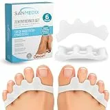 Sanmedix Zehenspreizer für alle Zehen - 3 Paar / 6 Stk. Zehentrenner Silikon, Hallux Valgus, 0% BPA Zehenstrecker für überlappende Zehen, Toe Spacer