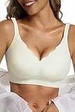 Vtelor Bügelloser BH Damen Ohne Bügel Push up BH Große Brüste Starker Halt Soft Seamless Nahtloser BHS V-Ausschnitt Bequem Tshirt Schlaf Bra Klassische Bustier Gepolstert Bralette Ohne Buegel