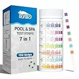 7 IN 1 Pool-Teststreifen für Spa, 150 Stück Wassertester Tester für Spa Schwimmbad, Genauer Test-Brom, Gesamtalkalinität, Freies Chlor, Gesamthärte, Cyanursäure und Gesamtchlor, pH