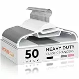 HOUSE DAY Weiße Kunststoff-Kleiderbügel, schmal, platzsparend, rutschfeste Kleiderbügel mit Gummi-Pads, robuster Kleiderbügel für Schrank, verhindert Dehnen, S-förmiger Kleiderbügel für Hemden, Anzüge