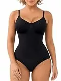 SHAPERX Bodysuit Figurenformend Damen Body Shaper Bauchweg Sculpting Shapewear Ganzkörper Formende Bodys Verstellbarer Schultergurt, UK-SZ5213-Black-2XL/3XL
