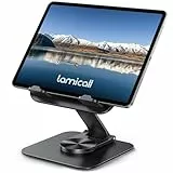 Lamicall Tablet Ständer, Tablet Halterung Tisch - [360° Drehbare Metallbasis] Faltbarer iPad Ständer für Schreibtisch, Verstellbarer Tabletständer Halter für iPad Pro Air Mini, Samsung, Büro Zubehör