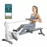 VEVOR leises magnetisches Rudergerät 16 Widerstandsstufen einstellbar, faltbares Rudergerät für Zuhause mit Doppelgleitschienen & LCD-Monitor, Bluetooth-App-kompatibel, 158 kg belastbar