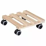 WAGNER Pflanzenroller PALETTI 25 x 25 x 8 cm I Pflanzenroller für Innenbereich I Blumenroller aus FSC®-Massivholz, Buche Natur I Kübelroller aus Holz I Soft I Tragkraft 100 kg I Made in EU - 20009701