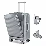 Sea choice Handgepäck Koffer Hartschalen-Reisekoffer aus PC mit Front Laptopfach Rollkoffer USB-Anschluss mit 8 Spinner Rädern TSA Schloss und Getränkehalter