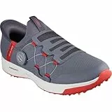 Skechers Men's Go Golf Elite Vortex Slip Ins Sneaker, Charcoal Syntehtic Red Trim, 45 EU