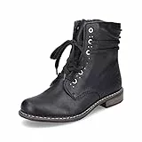 Rieker Damen Schnürstiefeletten 71218, Frauen Stiefeletten,halbstiefel,Kurzstiefel,uebergangsschuhe,uebergangsstiefel,schwarz (00),39 EU / 6 UK