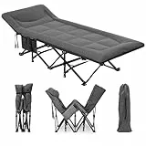 YITAHOME Feldbett Klappbar für Erwachsene, Robustes Campingbett mit Einer Traglast von 260 kg, Starkes Gestell mit Dickeren Rohren, Feldbett mit Tragetasche für Reisen/Büro/Outdoor, Grau