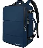 Taygeer Rucksack Handgepäck Flugzeug 55x40x20 für Lufthansa Ryanair,Große Kapazität Reiserucksack mit Schuhtasche und Trocken-Nassfach,18.4 Zoll Laptop Rucksack für Herren Business,Wandern, Dunkelblau