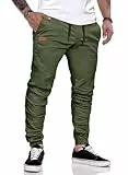 Meilicloth Hosen Herren Casual Jogginghose Baumwolle Herrenhosen Bequem Chino Cargohose Freizeithose Outdoor Jogger Sweatpants mit Kordelzug Grün XL