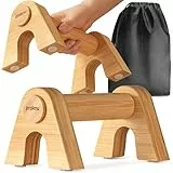 Praknu Liegestützgriffe aus Holz - 2x 𝗚𝗲𝗹𝗲𝗻𝗸𝘀𝗰𝗵𝗼𝗻𝗲𝗻𝗱𝗲 & Rutschfeste Paralletes mit Tasche - Ergonomische Push Up Bars für Calesthenics, Handstand & Liegestütze - Für Zuhause & Outdoor