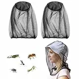 2 Stück Schwarze Mückenschutzhaube, Insektenschutz, geeignet für Outdoor, Camping,Moskito Kopfnetz Nylon Moskitonetz Kopfschutz Feinmaschiges Insektennetz,für Reisen Wandern Camping Klettern,Schwarz
