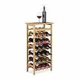 Relaxdays Weinregal Bambus, Getränkeregal für 28 Flaschen, HBT: 94 x 47 x 29 cm, Keller, Küche & Bar, mit Ablage, natur, 1 Stück