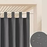 ROOM99 Outdoorvorhäng mit Schlaufen Garden Line 155 x 250 cm Breite x Höhe Outdoor Vorhang wetterfest Wasserdicht Sichtschutz Sonnenschutz Gardinen Garten Winddicht Dunkelgrau, 1 Stück