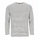 modAS Herren Shirt Bretonisches Streifenshirt - Ringelshirt Streifenshirt Langarmshirt mit Streifen aus Baumwolle in Weiß/Blau Größe 52
