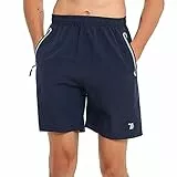 donhobo Shorts Herren Sporthose Kurze Hose Trainingshose Leicht Schnell Trocknend Laufhose Sweatshorts mit Reißverschlusstaschen (Dunkelblau, M)