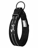 PETTOM Hundehalsband Verstellbare Nylon Hunde Halsband Atmungsaktives Reflektierend Halsband (Schwarz M)