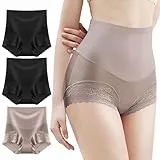 4HOW Shapewear für Frauen, Bauchkontrolle, hohe Taille, Spitzenform-Shorts unter Kleidern (fällt klein, Größe größer) 3er-Pack, Schwarz, Schwarz, Champagner, XX-Large