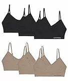 Channo Unsichtbaren nahtlosen Top-BHS ohne Bügel oder Polsterung, aus Nylon mit verstellbaren Trägern - Packung mit 6, Schwarz/Nerz, S/M
