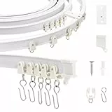 AIDUCHO Flexible und Biegbare Vorhangschiene, Gebogene Gardinenschiene mit Stummen Rollen, Vorhang Schienensystem für Raumteiler, Duschvorhang, Schlafzimmer, Balkone, Krankenhaus (Deckenmontage, 2M)