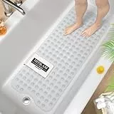 HITSLAM Badewannenmatte rutschfest, 101 x 40cm Extra Lange Antirutschmatte Badewanne, Duschmatte rutschfest BPA Frei, Schimmelresistent & Maschinenwaschbar Badematte, Transparent