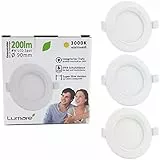 Lumare LED Einbaustrahler 4W | Ultra flach, 29mm Einbautiefe | Ø68mm Bohrlochdurchmesser | Spot Wohnzimmer, Badezimmer | Einbauleuchte Weiß Rund | 230V | IP44 Warmweiß 3000K | 3er Set