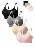 HBselect 4er Pack Gepolsterte BHS ohne Bügel Damen Rückenfrei Nahtlose Bralettes Bügelloser T-Shirt BHS Sports Bra Yoga Bustier für Frauen Mädchen