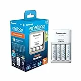 eneloop Smart-Ladegerät für 1–4 AA/AAA NI-MH-Akkus, mit 4 eneloop AA/Mignon-Akkus mit verbesserter Kapazität und 7 Sicherheitsfunktionen